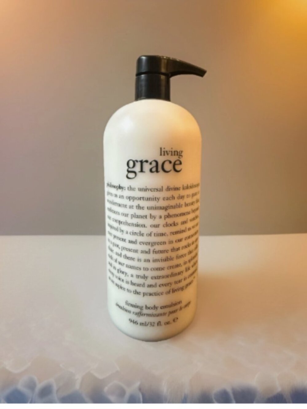 philosophy supersize 32oz firming body emulsion-living grace A712413 Unsealed